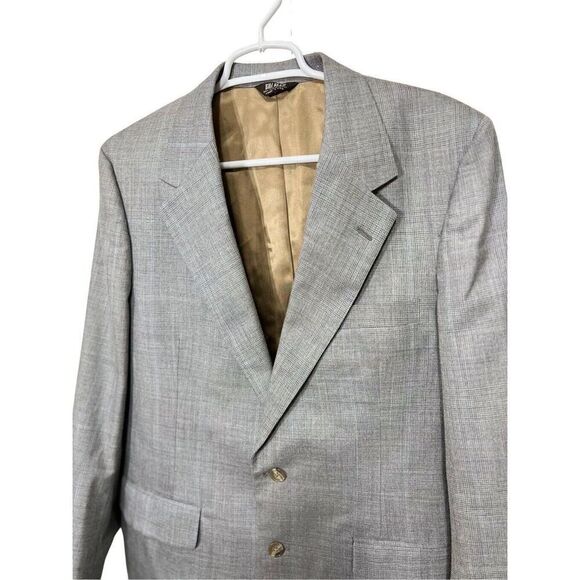 Vintage Bill Blass Blazer Plaid Suit Coat Hudsons Size 42R Jacket Gray Glencheck - Picture 3 of 13